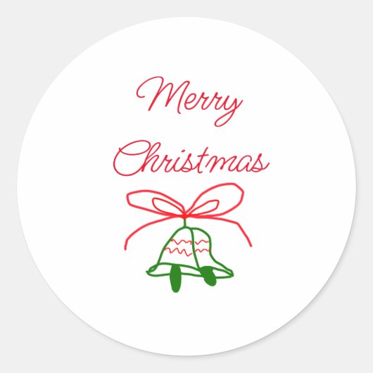メリークリスマス赤い弓の緑の鈴スタイリッシュ ラウンドシール (正面)