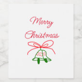 メリークリスマス赤い弓の緑の鈴スタイリッシュ ワインラベル (シングルラベル)