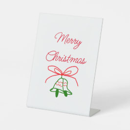 メリークリスマス赤い弓の緑の鈴スタイリッシュ 台座サイン