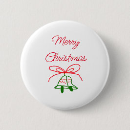 メリークリスマス赤い弓の緑の鈴スタイリッシュ 缶バッジ