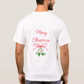 メリークリスマス赤い弓の緑の鈴スタイリッシュ Tシャツ (裏面)
