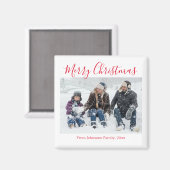 メリークリスマス赤い手書き休日の写真 マグネット (正面/裏面)