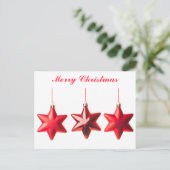 メリークリスマス赤い星の文字飾り シーズンポストカード (スタンド正面)