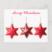 メリークリスマス赤い星の文字飾り シーズンポストカード (正面)