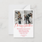 メリークリスマス赤い書道2枚の写真集 ノートカード (正面)