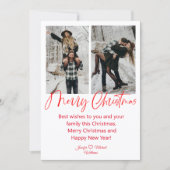 メリークリスマス赤い書道2枚の写真集 ノートカード (正面)