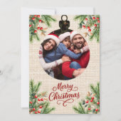 メリークリスマス赤い果実の写真年レビュー シーズンカード (正面)