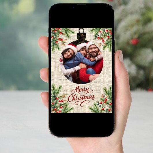 メリークリスマス赤い果実の写真年レビュー シーズンカード