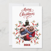 メリークリスマス赤い果実の写真年レビュー シーズンカード (正面)