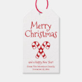 メリークリスマス赤い白いキャンディカスタムー甘い可愛い ギフトタグ (正面)