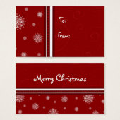 メリークリスマス赤い白い雪の結晶ギフトラベル (正面&裏面)