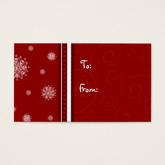 メリークリスマス赤い白い雪の結晶ギフトラベル (正面)