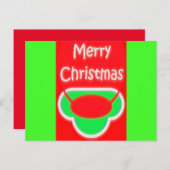 メリークリスマス赤い緑のテキスト ポストカード (正面/裏面)