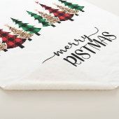 メリークリスマス赤い緑の格子木 シェルパブランケット (3/4)