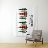 メリークリスマス赤い緑の格子木 タペストリー (インサイチュ)