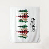 メリークリスマス赤い緑の格子木 タペストリー (正面)