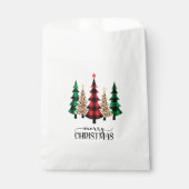 メリークリスマス赤い緑の格子木 フェイバーバッグ (正面)