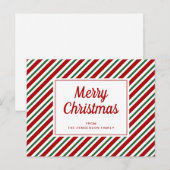 メリークリスマス赤い緑の白パタストライプのーン ポストカード (正面/裏面)