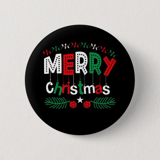 メリークリスマス赤い緑の白 缶バッジ (正面)