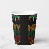メリークリスマス赤い緑の黄色のタイポグラフィ 紙コップ (左)