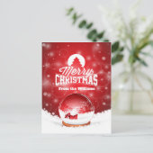 メリークリスマス赤い雪の結晶の願パーソナライズされたい シーズンポストカード (スタンド正面)