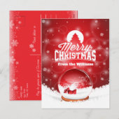 メリークリスマス赤い雪の結晶の願パーソナライズされたい シーズンポストカード (正面/裏面)