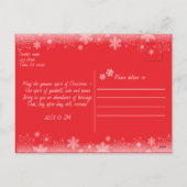 メリークリスマス赤い雪の結晶の願パーソナライズされたい シーズンポストカード (裏面)