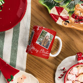 メリークリスマス赤い雪片フォトコラージュ コーヒーマグカップ