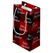 メリークリスマス赤い黒いバッファローのプレイド スモールペーパーバッグ (裏面アングル)