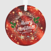 メリークリスマス赤きらめくと金ゴールドデザイン オーナメント (裏面)