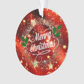 メリークリスマス赤きらめくと金ゴールドデザイン オーナメント (正面)