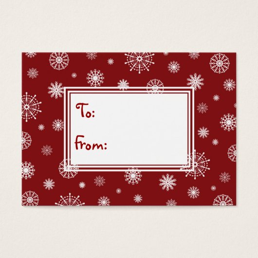 メリークリスマス赤と白の雪片ギフトラベル (正面)
