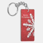 メリークリスマス赤と白の雪片 キーホルダー (正面左)
