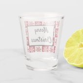 メリークリスマス赤と白の雪片 ショットグラス (裏面)