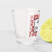 メリークリスマス赤と白の雪片 ショットグラス (左)