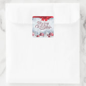 メリークリスマス赤と白オーナメント スクエアシール (バッグ)