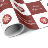 メリークリスマス赤と白オーナメント ラッピングペーパー (ロールコーナー)