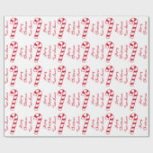 メリークリスマス赤と白キャンディーキャンディーと名前 ラッピングペーパー (フラット)