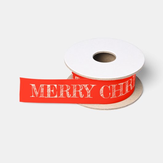 メリークリスマス赤と白クリスマス サテンリボン (リール)