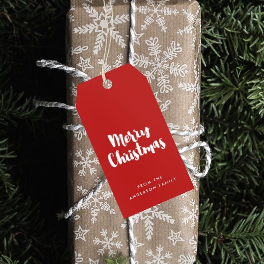 メリークリスマス赤と白モダン ギフトタグ