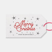 メリークリスマス赤と白レトロ ギフトタグ (正面(横))