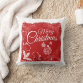メリークリスマス赤と白ヴィンテージレトロ クッション (ブランケット)