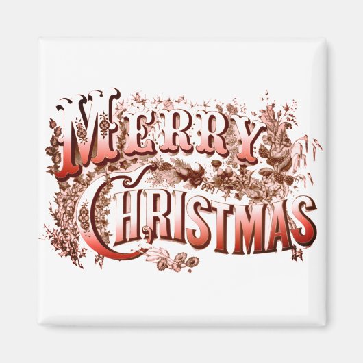 メリークリスマス赤と白ヴィンテージ マグネット (正面)