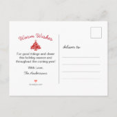 メリークリスマス赤と白聖句の家族の写真 シーズンポストカード (裏面)