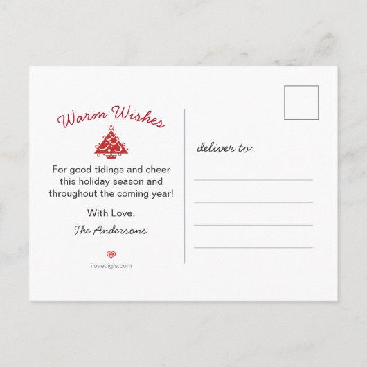 メリークリスマス赤と白聖句の家族の写真 シーズンポストカード (裏面)