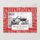 メリークリスマス赤と白聖句の家族の写真 シーズンポストカード (正面)