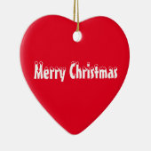 メリークリスマス赤と白雪文字かわいいハート セラミックオーナメント (右)