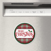 メリークリスマス赤と緑の格子縞 マグネット (インサイチュ (食洗機))