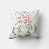 メリークリスマス赤と緑の雪の木 クッション (裏面)