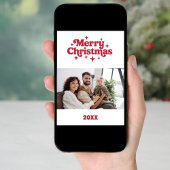 メリークリスマス赤のレトロな写真カード シーズンカード